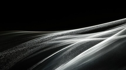 Wall Mural - Abstract Black and White Swirling Light Trails, Glowing, Dynamic