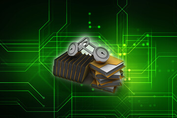 Poster - 3d rendering folder protected lock