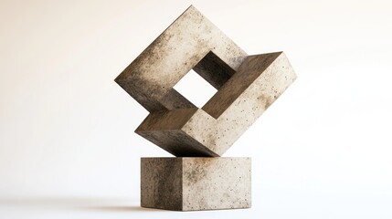 Aufkleber - Abstract Concrete Sculpture Interlocking Cubes Design