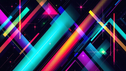 Fototapete - Colorful geometric patterns with a vibrant mood representing modern art against a dark background.