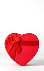 Canvas Print - Red Heart-Shaped Box with Ribbon for Valentine's Day and Romantic Gifts