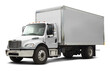 © andrew7726 - Modern american delivery truck with chrome elements in all white color. Front side view isolated on white background.