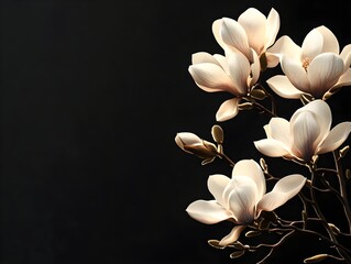 Poster - Elegant White Flowers on Dark Background