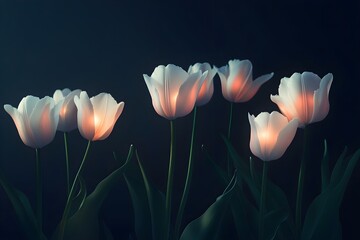 Poster - Elegant White Tulips in Soft Light