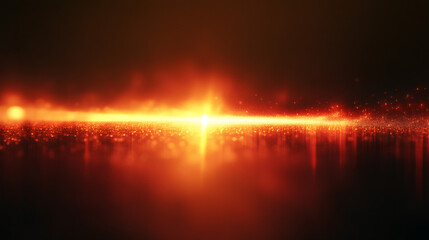 Aufkleber - Bright horizon with orange glitter particles reflecting on water surface against dark background