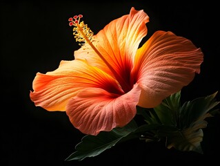 Poster - Vibrant Hibiscus Flower on Dark Background