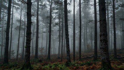  Foggy forest with material structure.