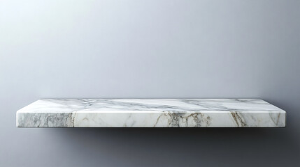 Aufkleber - Elegant marble shelf on a gray wall, perfect for displaying products and decor, creating a modern and sophisticated look