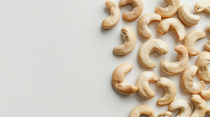 Wall Mural - Raw_cashew_nuts_in_their_shells_scattered_on