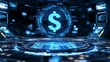 © Klong - A futuristic holographic display of a money graph floating in a high-tech environment