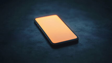 Poster - Modern smartphone showing orange screen displaying important information on dark background