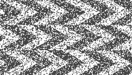 Poster - Black and white abstract sharp arrows pattern with small particle effect. Vector Format Illustration 