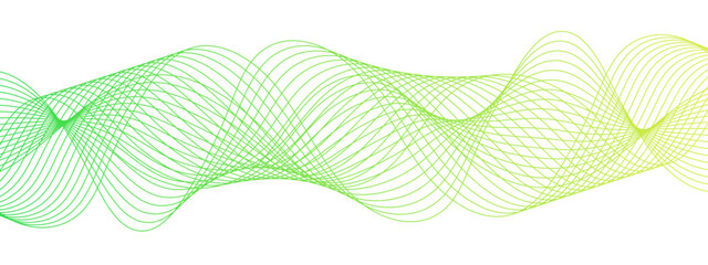Fototapete - Horizontal green wave on white background. Abstract wavy lines. Futuristic tech background with Curved wavy line. seamless wave pattern glowing science flowing line graphic template