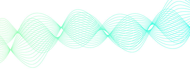 Leinwandbilder - Horizontal green wave on white background. Abstract wavy lines. Futuristic tech background with Curved wavy line. seamless wave pattern glowing science flowing line graphic template