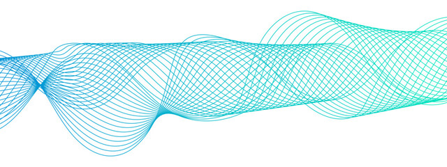 Leinwandbilder - Horizontal green wave on white background. Abstract wavy lines. Futuristic tech background with Curved wavy line. seamless wave pattern glowing science flowing line graphic template