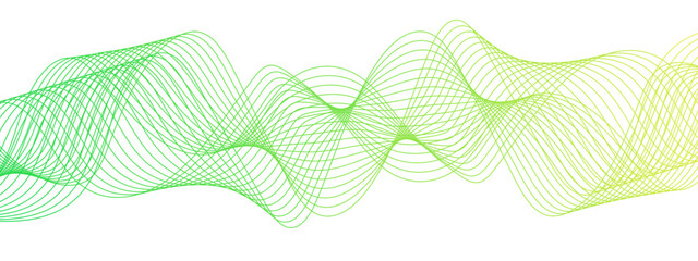 Poster - Horizontal green wave on white background. Abstract wavy lines. Futuristic tech background with Curved wavy line. seamless wave pattern glowing science flowing line graphic template
