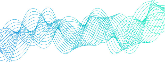 Leinwandbilder - Horizontal green wave on white background. Abstract wavy lines. Futuristic tech background with Curved wavy line. seamless wave pattern glowing science flowing line graphic template
