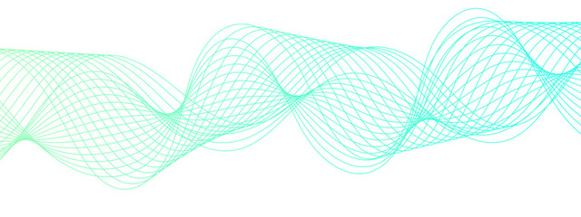 Aufkleber - Horizontal green wave on white background. Abstract wavy lines. Futuristic tech background with Curved wavy line. seamless wave pattern glowing science flowing line graphic template