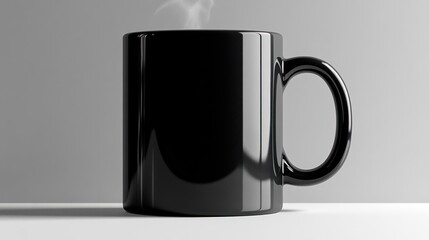 Poster - A steaming hot beverage in a black mug