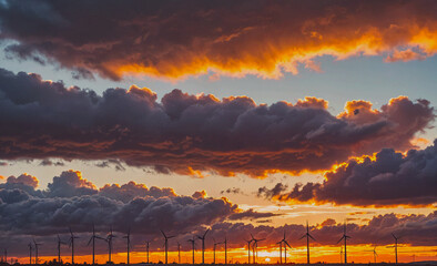 Poster - Sunset with a large cloud in the sky. The clouds are white and the sun is orange
