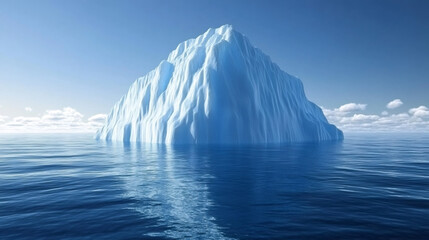 Aufkleber - Majestic iceberg floating in calm blue ocean water under a clear sky, representing global warming and climate change issues