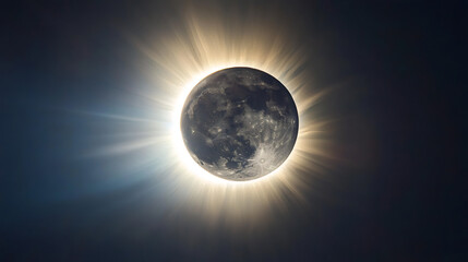 Poster - The sun's corona gleaming around the dark moon during a total solar eclipse, forming a stunning cosmic display