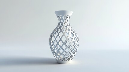 Aufkleber - White Decorative Vase With Intricate Lattice Design