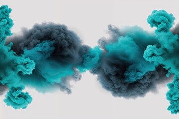Wall Mural - stunning turquoise smoke border design isolated on white background