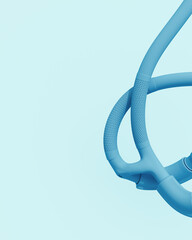 Fototapete - Blue pipes tubes abstract pale background bend neutral monochrome soft tones pastel 3d illustration render	
