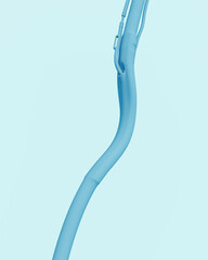 Fototapete - Blue pipes tubes abstract pale background bend neutral monochrome soft tones pastel 3d illustration render	
