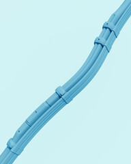 Fototapete - Blue pipes tubes abstract pale background bend neutral monochrome soft tones pastel 3d illustration render	
