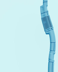 Fototapete - Blue pipes tubes abstract pale background bend neutral monochrome soft tones pastel 3d illustration render	
