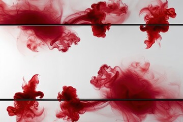 Wall Mural - vivid red smoke plume border abstract design on white background