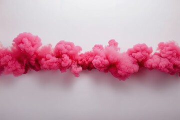 Wall Mural - vibrant pink smoke cloud frame on white background