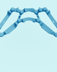 Fototapete - Blue Tech objects abstract pale background bend neutral monochrome soft tones pastel 3d illustration render