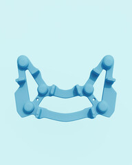 Fototapete - Blue Tech objects abstract pale background bend neutral monochrome soft tones pastel 3d illustration render