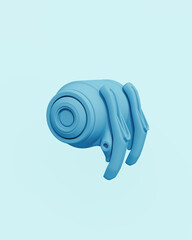 Fototapete - Blue Tech objects abstract pale background bend neutral monochrome soft tones pastel 3d illustration render