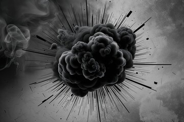 Wall Mural - black smoke explosion artwork with abstract background and design features