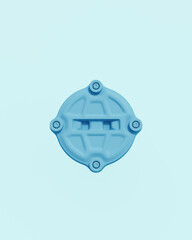 Fototapete - Blue Tech objects abstract pale background bend neutral monochrome soft tones pastel 3d illustration render