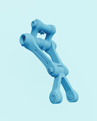 Fototapete - Blue Tech objects abstract pale background bend neutral monochrome soft tones pastel 3d illustration render