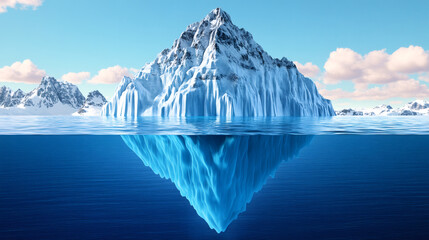 Aufkleber - Iceberg drifting in the ocean with submerged perspective revealing its true size