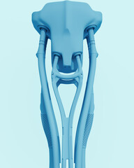 Fototapete - Blue Tech objects abstract pale background bend neutral monochrome soft tones pastel 3d illustration render