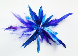 Poster - Abstract Blue and Purple Paint Explosion on White Background, Dynamic Colorful Splash Creating Unique Modern Art Effect, Perfect for Contemporary Design and Creative Projects