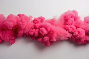Wall Mural - vibrant pink smoke cloud border isolated on white background for creative designs