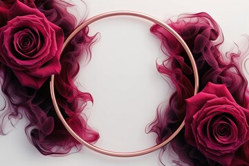 Wall Mural - a mesmerizing rose smoke ring border on white background for elegant design elements