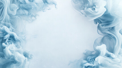 Poster - Wisps of light blue ink create a delicate frame against a pristine white backdrop, offering a serene and elegant visual