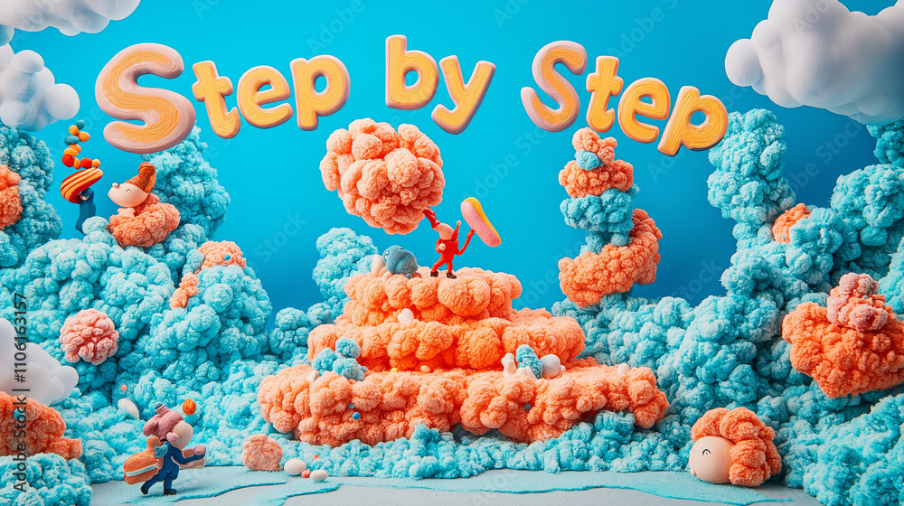 Step by step guide, playful background, do it yourself, how to guide ...