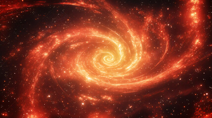 Poster - Mesmerizing spiral galaxy with fiery colors creates a stunning celestial vortex, a cosmic dance of light and energy in the vast expanse of deep space