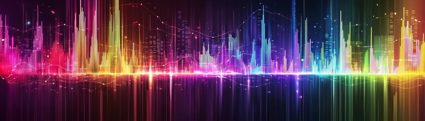 Fototapete - Vibrant sound waves visualization digital artwork abstract design colorful spectrum technology concept for seo impact
