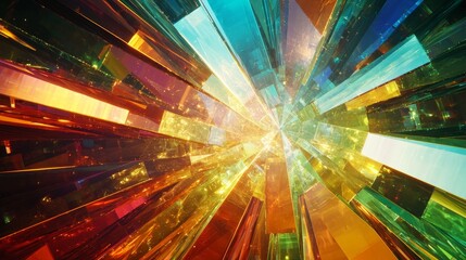 Poster - Vibrant crystal explosion in abstract art digital realm 3d visualization colorful environment dynamic perspective creative concept
